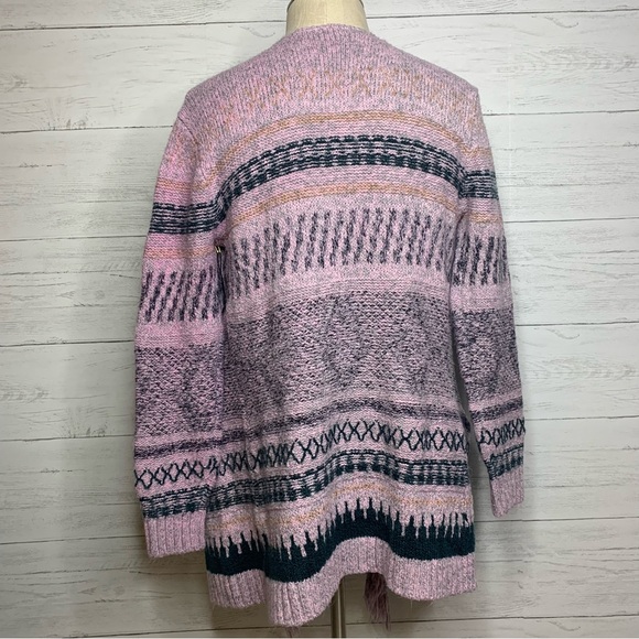 Cabi Shetland Pink Fringe Cardigan Sweater - Picture 2 of 5
